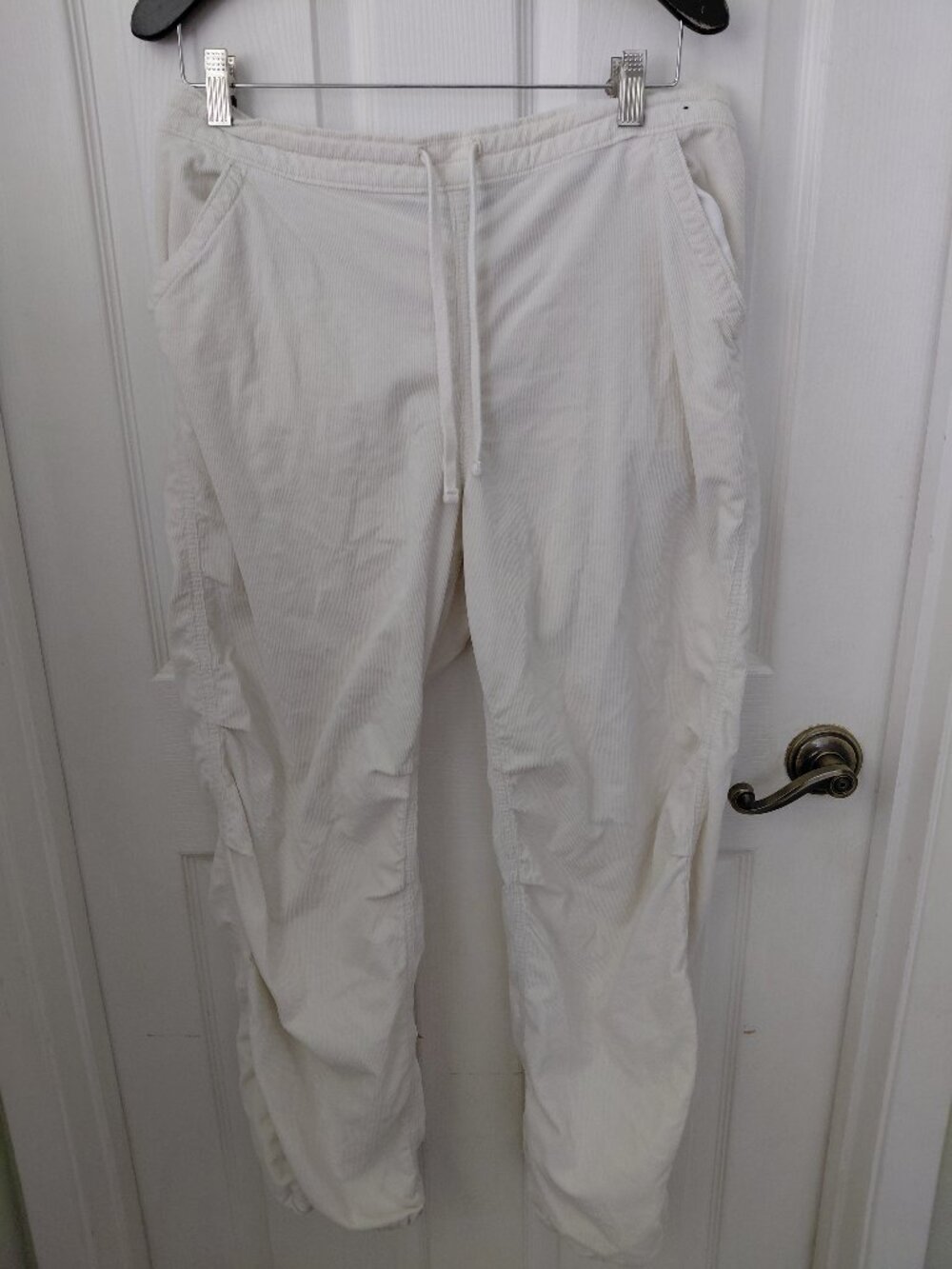 Hollister White Cream Corduroy Parachute Baggy Pants Large Skater Streetwear